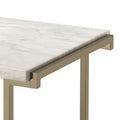 White And Champagne Sled Base Coffee Table White Gold Primary Living Space Contemporary Rectangular Wood Metal Sled