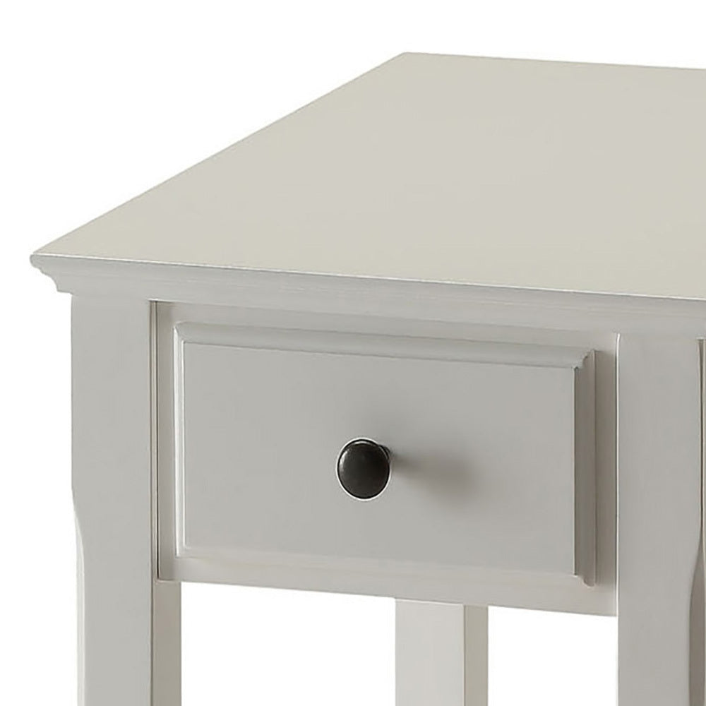 White Accent Table With Bottom Shelf White Primary Living Space Transitional Drawers Rectangular Wood