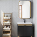 Gold 24X36 Inch Metal Rectangle Barhroom Mirror -