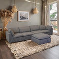 Harper Petite Grey Sectional 5 Seat Configuration Grey Wood Linen 5 Seat