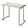 White And Champagne Sled Base Sofa Table White Gold Primary Living Space Contemporary Rectangular Wood Metal Sled