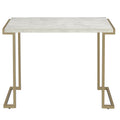 White And Champagne Sled Base Sofa Table White Gold Primary Living Space Contemporary Rectangular Wood Metal Sled