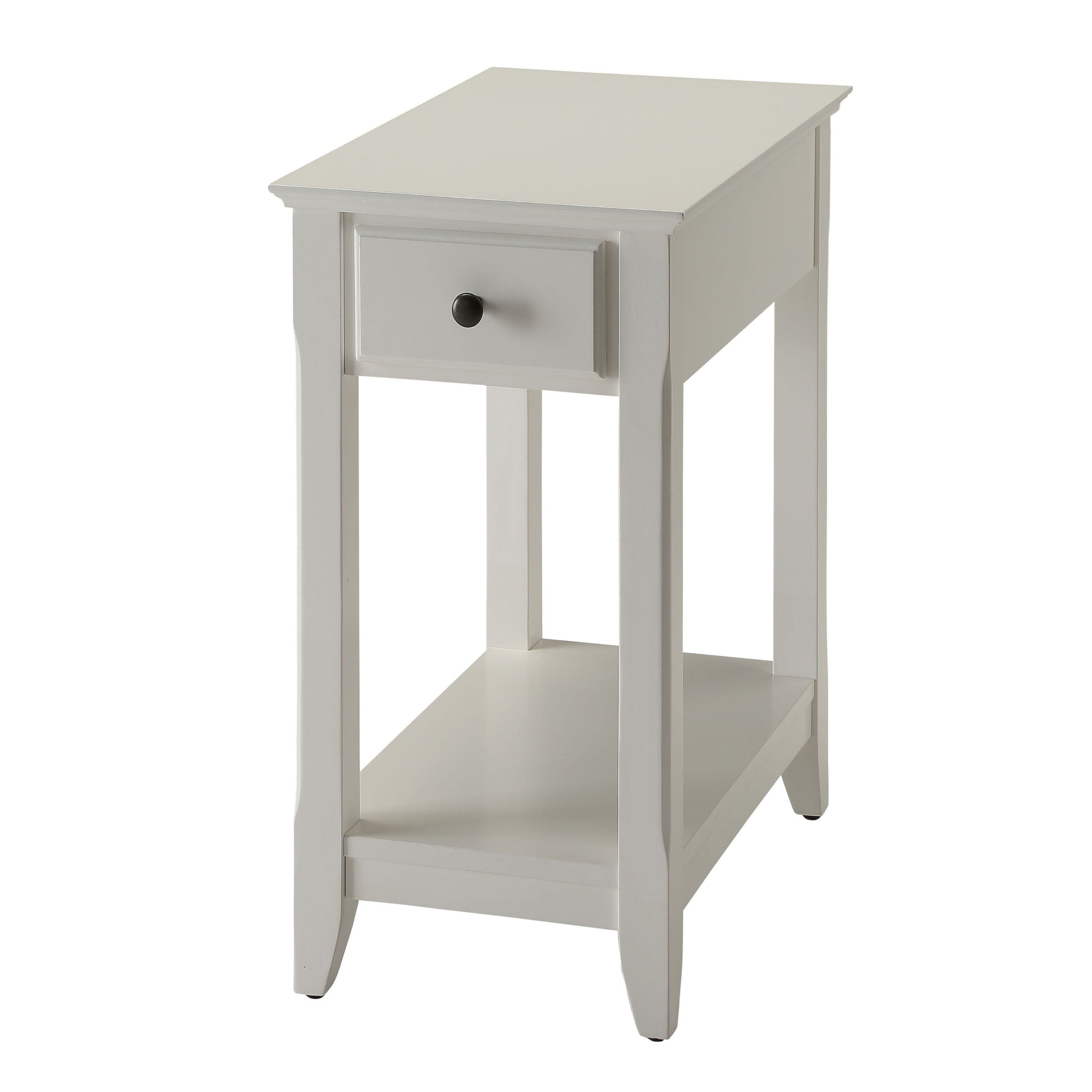 White Accent Table With Bottom Shelf White Primary Living Space Transitional Drawers Rectangular Wood