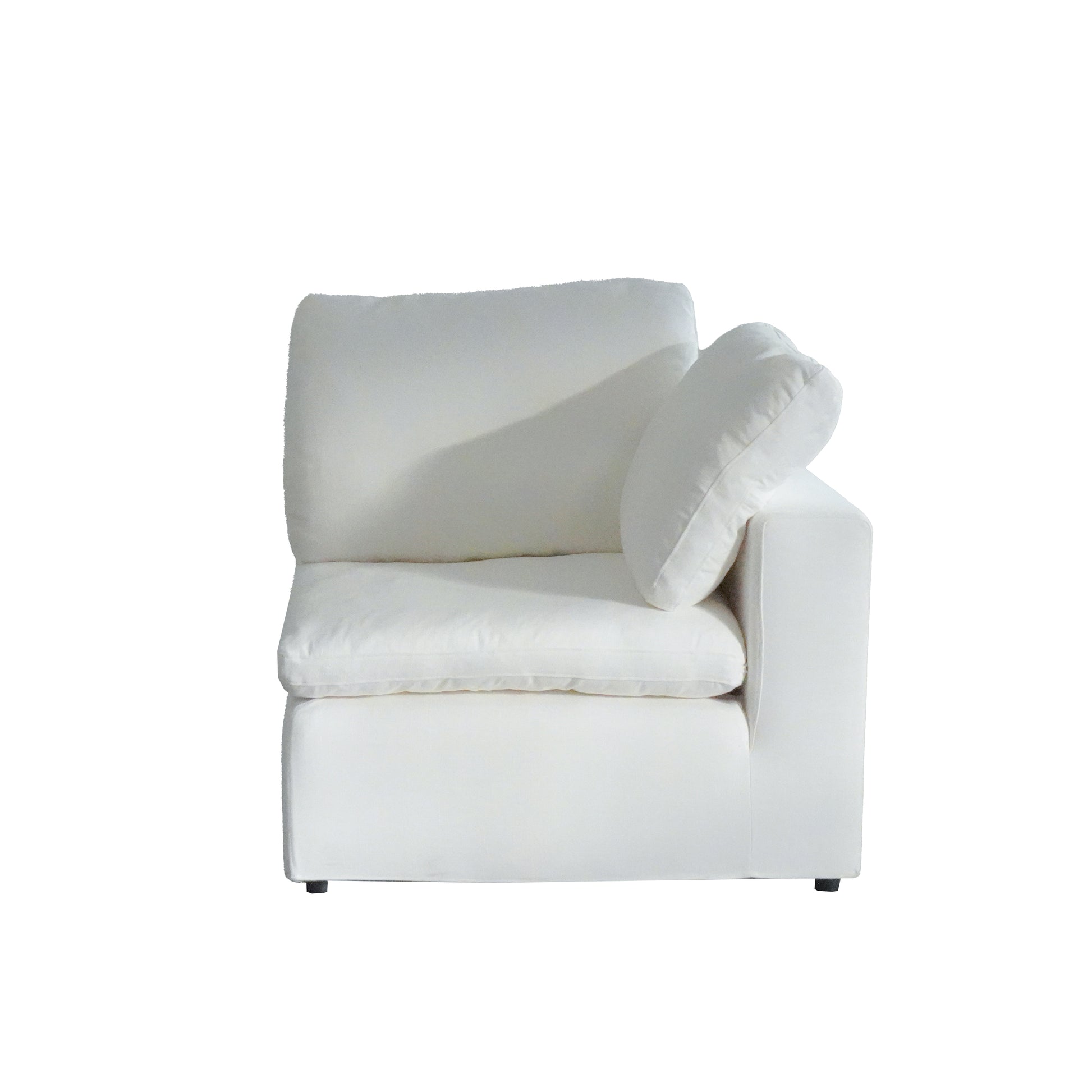 Harper Petite White Sectional 5 Seat L Shaped Configuration White Wood Linen 5 Seat