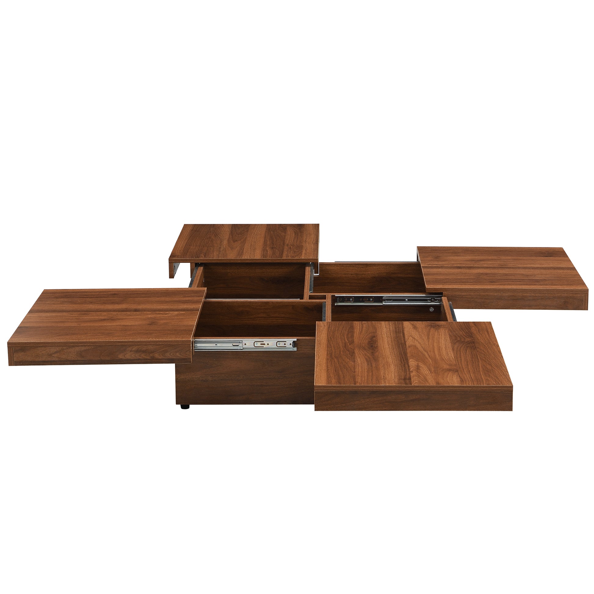 Square Marble Veneer Coffee Table Sliding Top With Storage In Walnut 39.4'' Walnut Primary Living Space Square Mdf