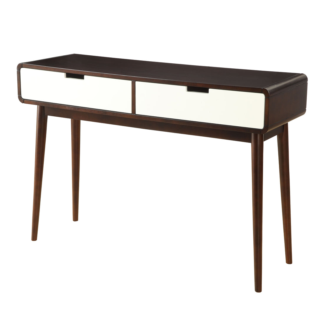 Espresso And White 2 Drawer Sofa Table Espresso Primary Living Space Mid Century Modern Drawers Rectangular Wood