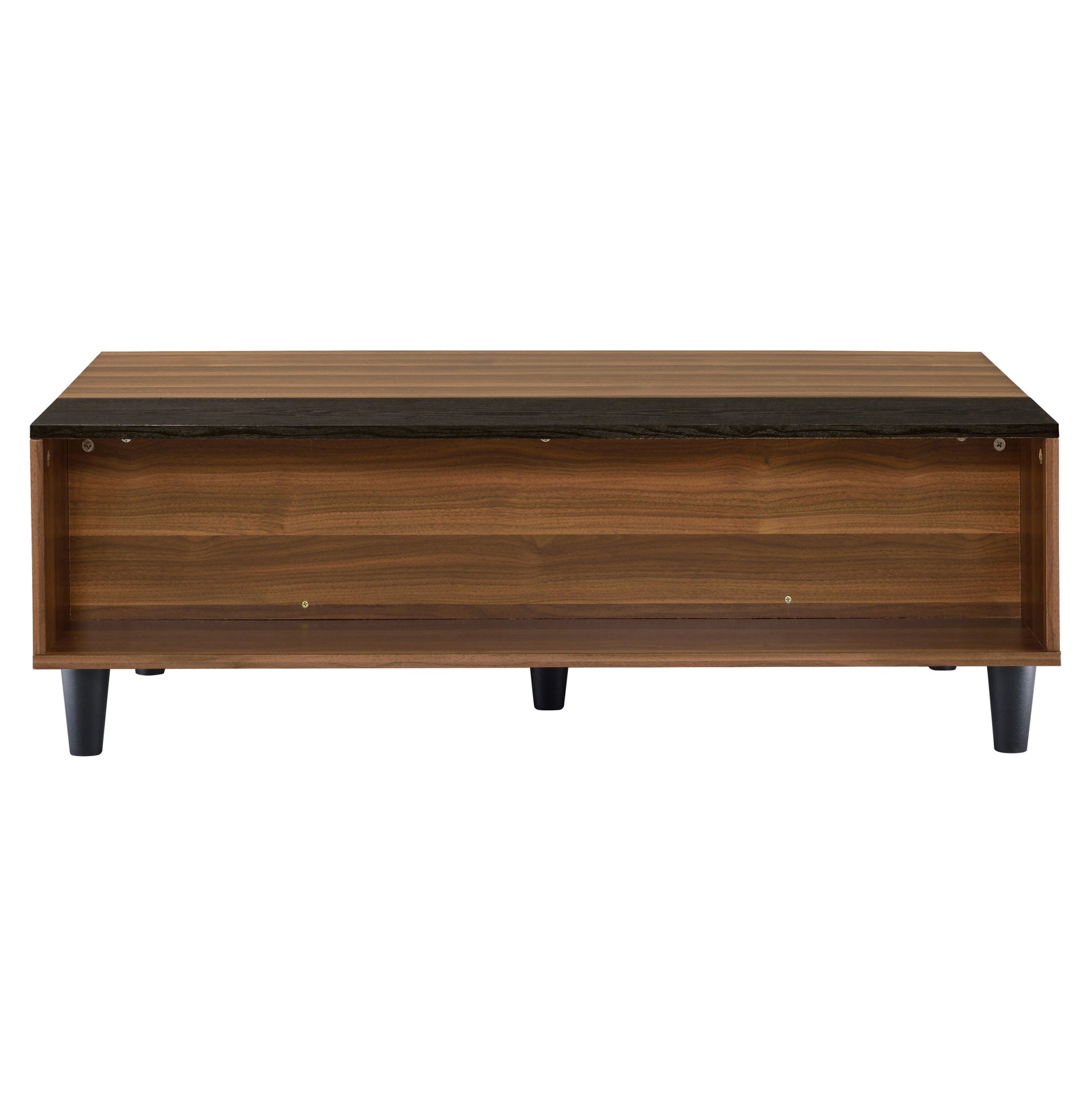 Walnut And Black Lift Top Coffee Table Walnut Primary Living Space Contemporary Shelves Rectangular Wood