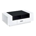 White And Black Coffee Table With Storage White Black Primary Living Space Contemporary Shelves Rectangular Wood