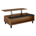 Walnut And Black Lift Top Coffee Table Walnut Primary Living Space Contemporary Shelves Rectangular Wood