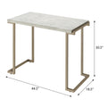 White And Champagne Sled Base Sofa Table White Gold Primary Living Space Contemporary Rectangular Wood Metal Sled