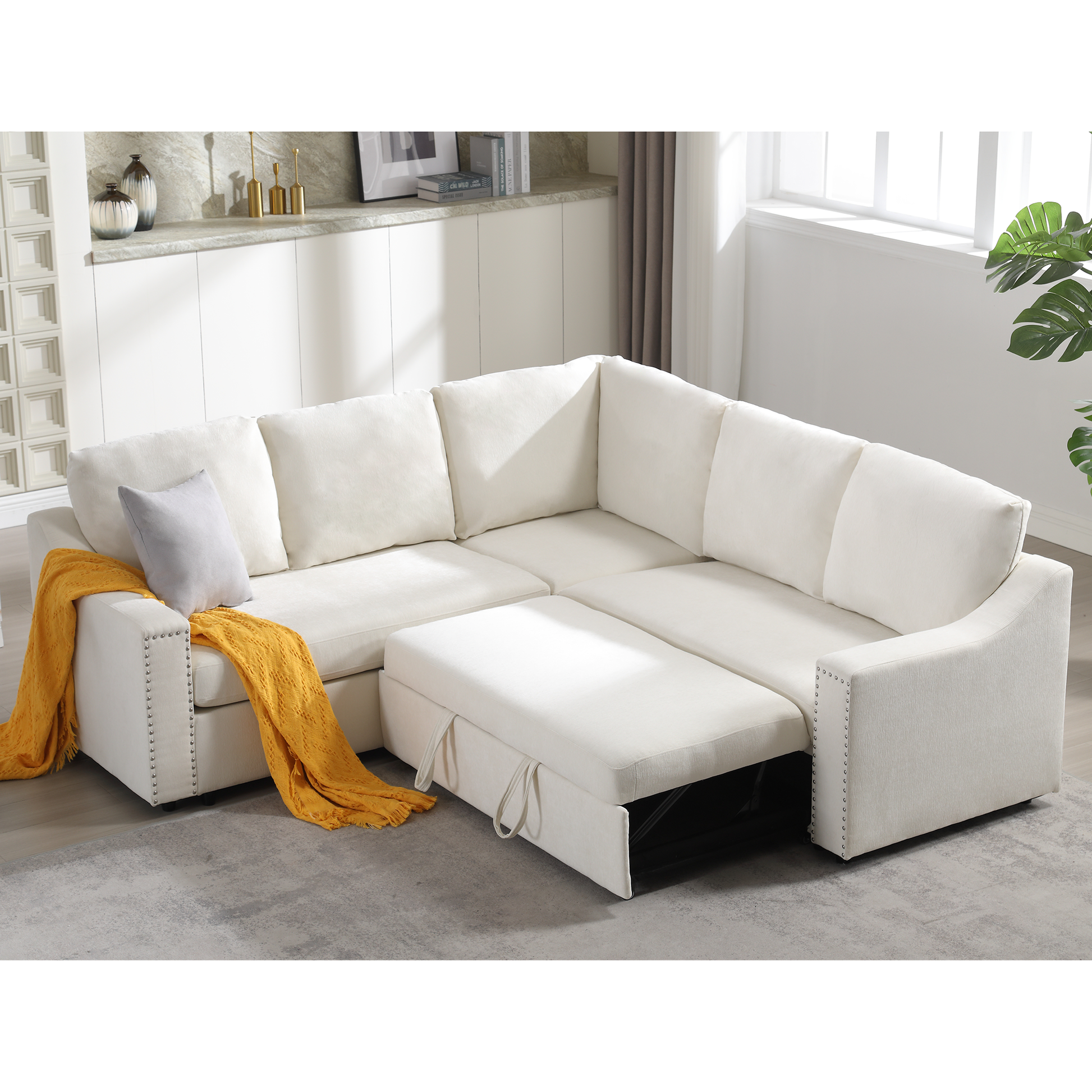 Arrived L Shaped Sofa With Pull Out Sofa Bed, Corner Sofa,Comfortable