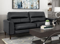 Modern Living Room Furniture Black Top Grain Leather Sofa 1Pc Cushion Seat And Back Solid Wood Frame Black Genuine Leather Wood Primary Living Space Modern Solid Wood 2 Seat