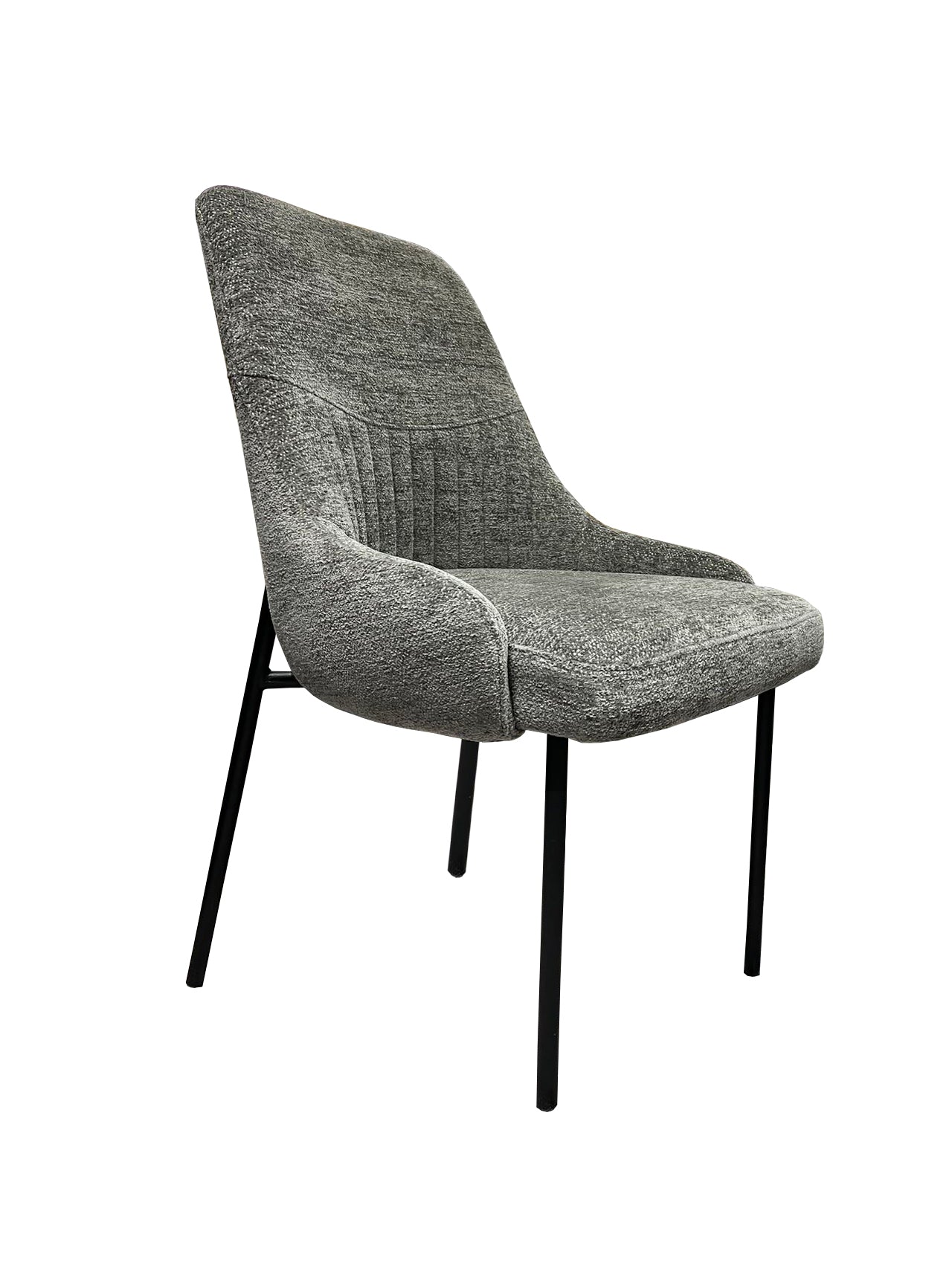 Upholstery Boucle Fabric Dining Side Chair Set Of 2, Grey Solid Dining Room Wing Back Set Of 2 Metal Dark Gray Powder Coated Foam Spot Clean Square Mid Century Modern,Minimalist,Modern Dining Chairs Foam Boucle