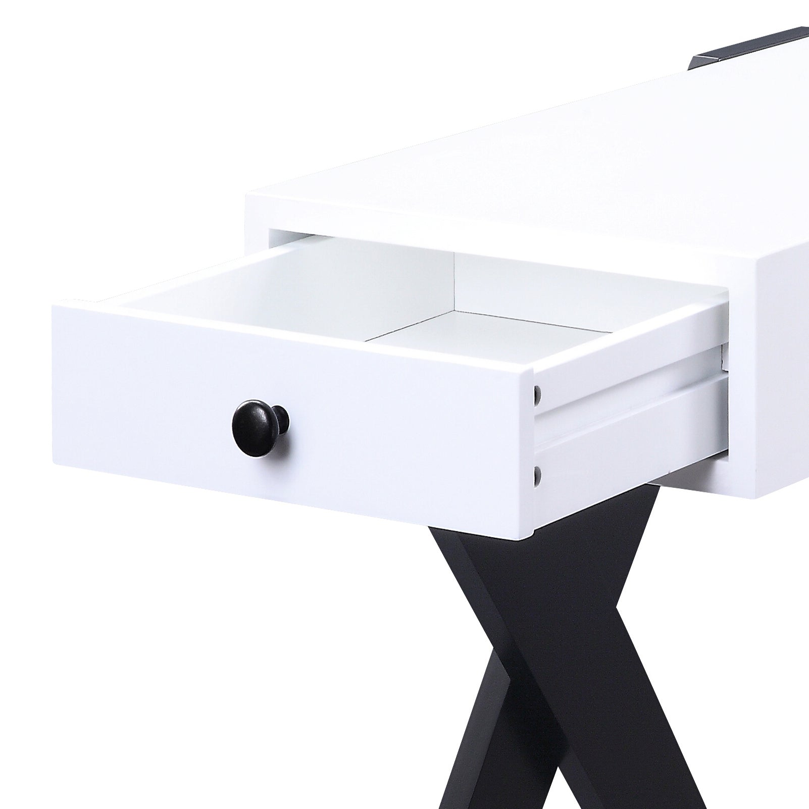 White And Black Side Table With Usb Ports White Black White Primary Living Space Glam Pine Drawers Rectangular Wood