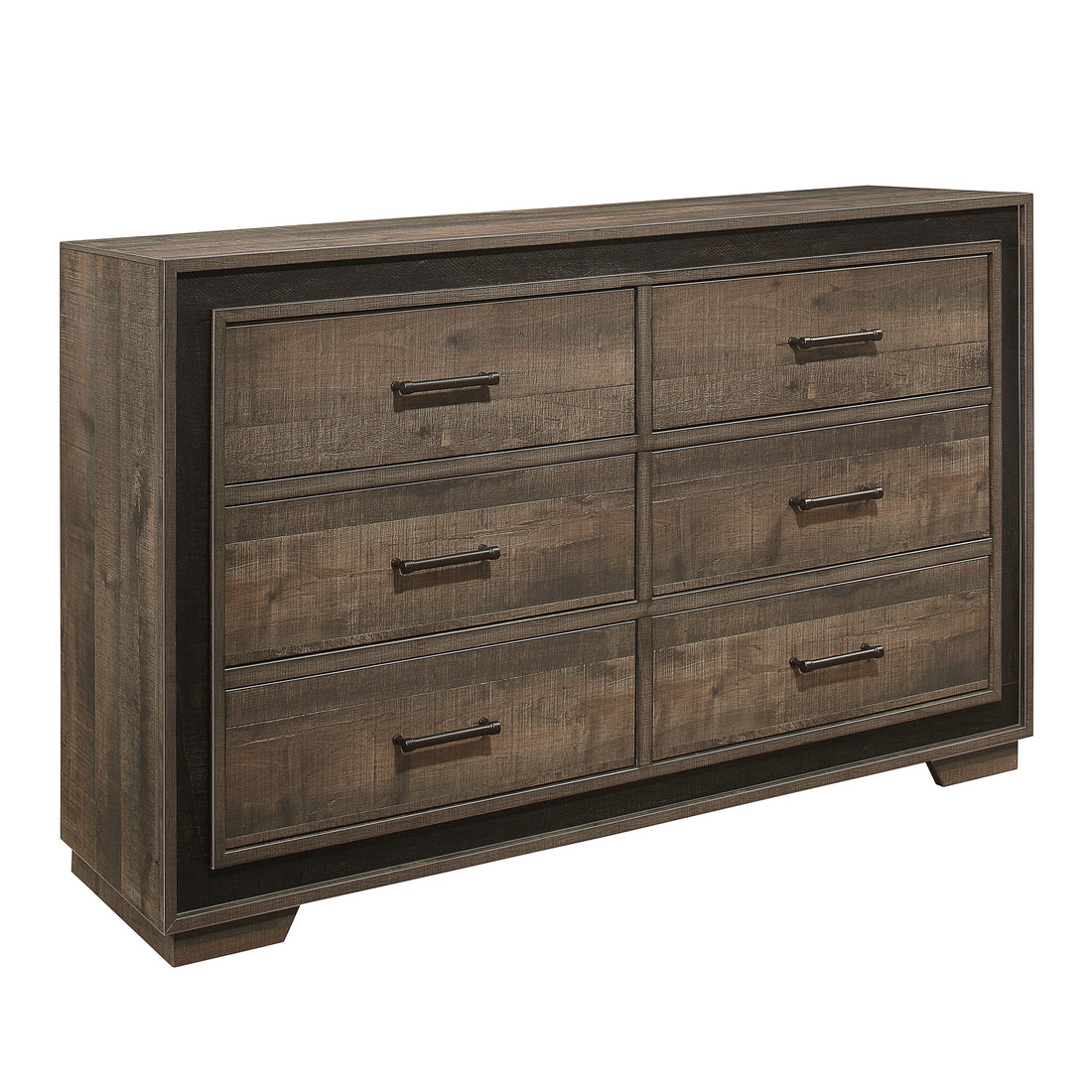 Rustic Dark Ebony Finish 1Pc Dresser Of 6 Drawers Wooden Bedroom Modern Furniture Mahogany Finished Wood Planks Ebony Bedroom Modern,Rustic Wood