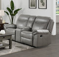 Gray 1Pc Double Glider Recliner Loveseat W Storage Console Cup Holder, Power Outlets Usb Ports Faux Leather Upholstery Plush Seating Living Room Furniture Gray Faux Leather Wood Primary Living Space Solid Wood