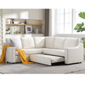 Arrived L Shaped Sofa With Pull Out Sofa Bed, Corner Sofa,Comfortable Living Room Furniture Set, Sleeper Sofa Bed,Corner Seat For Two With Broaching Sofa,Rivet Dechenille,Beige Beige Polyester Wood Primary Living Space Modern Polyester 5 Seat