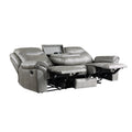 Gray 1Pc Double Glider Recliner Loveseat W Storage Console Cup Holder, Power Outlets Usb Ports Faux Leather Upholstery Plush Seating Living Room Furniture Gray Faux Leather Wood Primary Living Space Solid Wood