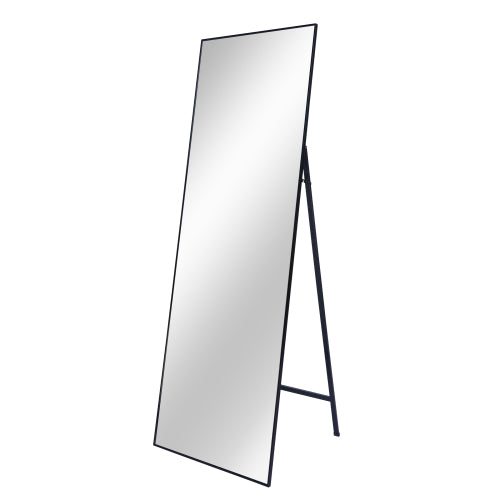 Black 65 X 22 In Metal Stand Full Length Mirror Black Classic Mdf Glass Aluminium Alloy