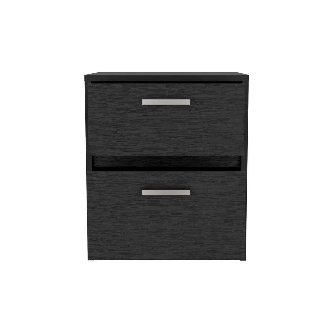 Nightstand 18"H2 Drawers With Metal Handles, Black Black Particle Board Particle Board