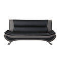 Modern Living Room Furniture 1Pc Sofa Black And Gray Pu Upholstered Chrome Finish Metal Legs Solid Wood Frame Cushon Seat Black Gray Faux Leather Wood Primary Living Space Contemporary,Modern Solid Wood 3 Seat