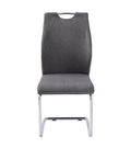 Modern Upholstery Fabric Chrome Dining Chair In Gray, Set Of 2 Solid Dark Gray Dining Room Foam Spot Clean Square Contemporary,Modern,Transitional Side Chair Solid Back Set Of 2 Foam Fabric Metal