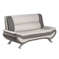 Modern Living Room Furniture 1Pc Loveseat Beige And Gray Pu Upholstered Chrome Finish Metal Legs Solid Wood Frame Cushon Seat Beige Grey Faux Leather Wood Primary Living Space Contemporary,Modern Solid Wood