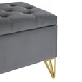Fashion Light Grey Velvet Fabric Upholstered Large Storage Rectangular Bench For Entryway Bench,Bedroom End Of Bed Bench.Foot Of The Bed,Bench For Sofa For Living Room. Gold Feet Stainless Steel Gray Fabric