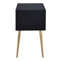 Black And Gold Side Table With 2 Drawer Black Gold Primary Living Space Mid Century Modern Drawers Rectangular Wood Metal