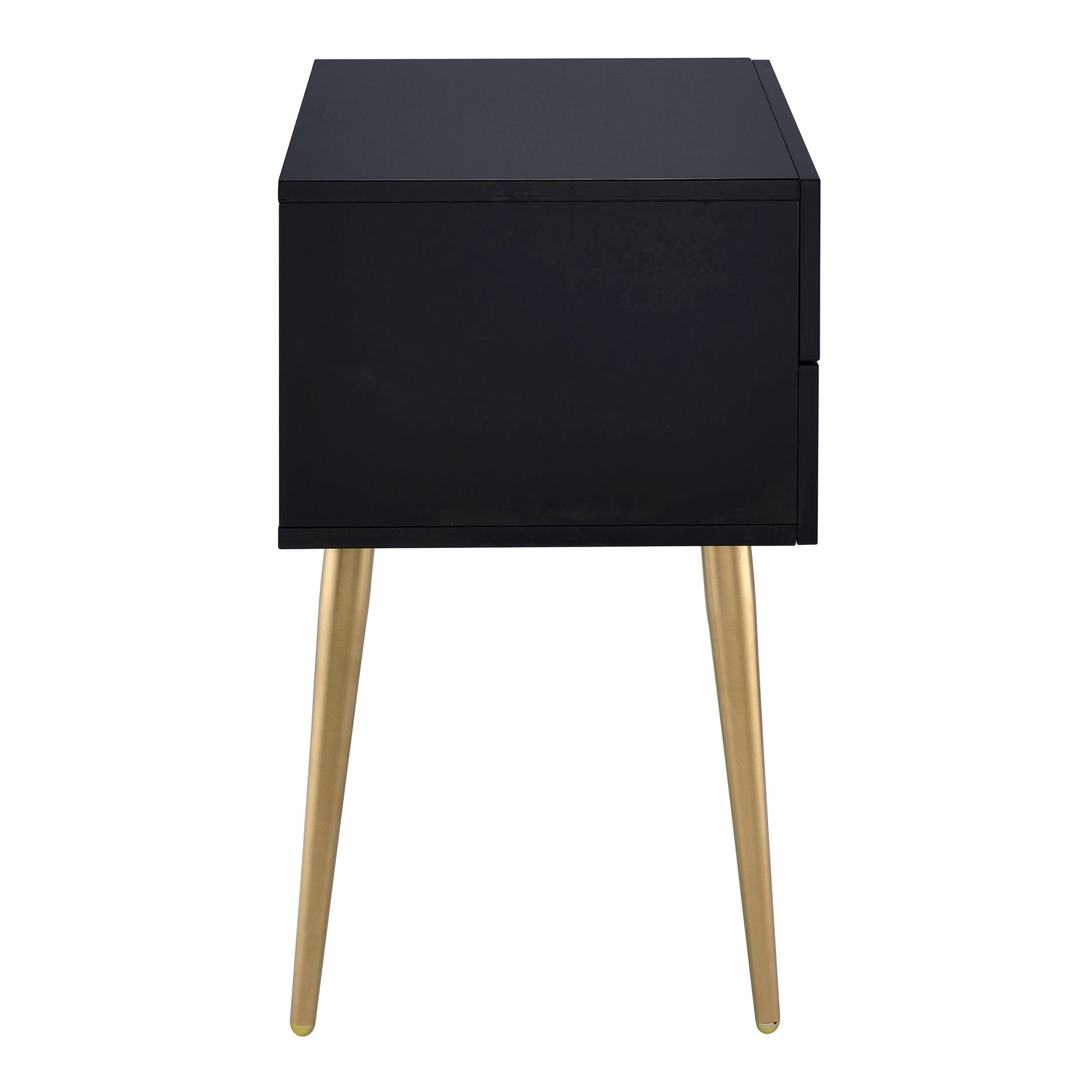 Black And Gold Side Table With 2 Drawer Black Gold Primary Living Space Mid Century Modern Drawers Rectangular Wood Metal
