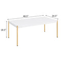 White And Gold Rectangle Coffee Table White Gold White Primary Living Space Modern Rectangular Wood Metal