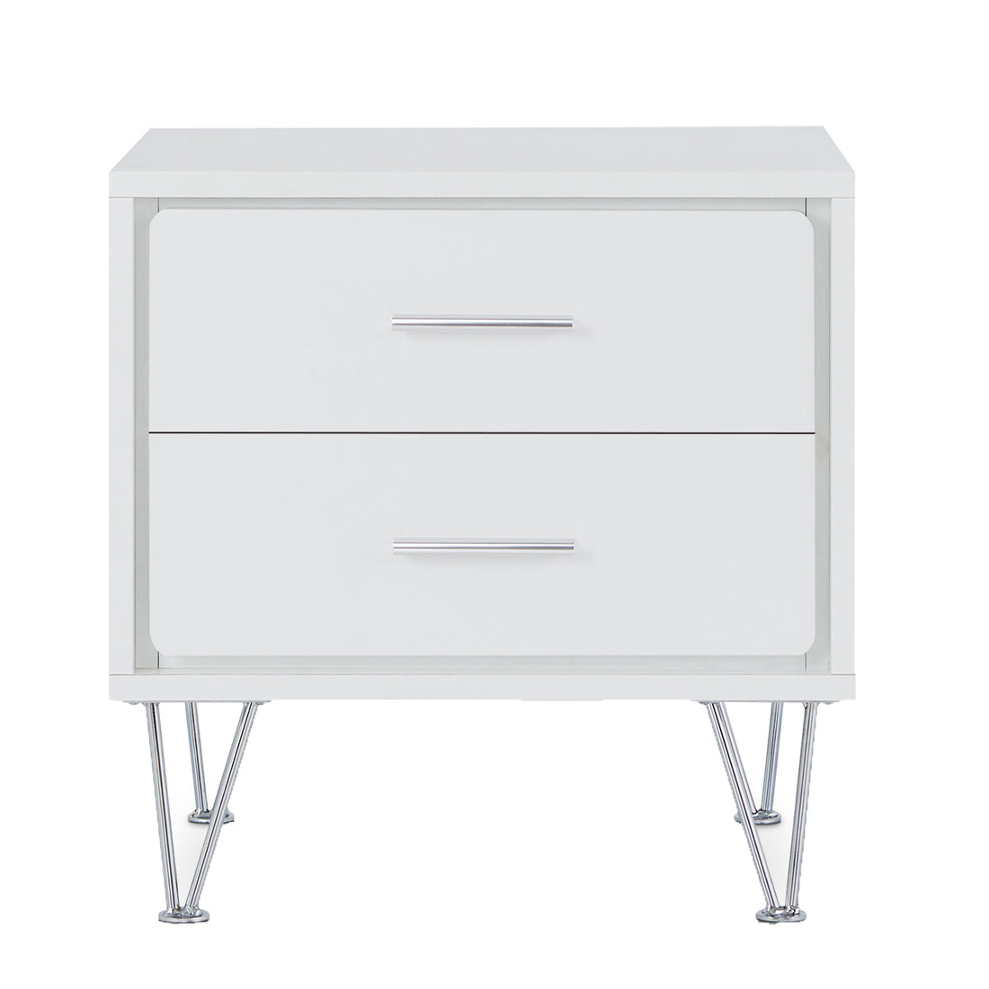 White 2 Drawer Accent Table With Hairpin Legs White White Primary Living Space Modern Drawers Rectangular Wood Metal Hairpin