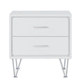 White 2 Drawer Accent Table With Hairpin Legs White White Primary Living Space Modern Drawers Rectangular Wood Metal Hairpin