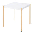 White And Gold Square End Table White Gold White Primary Living Space Modern Square Wood Metal