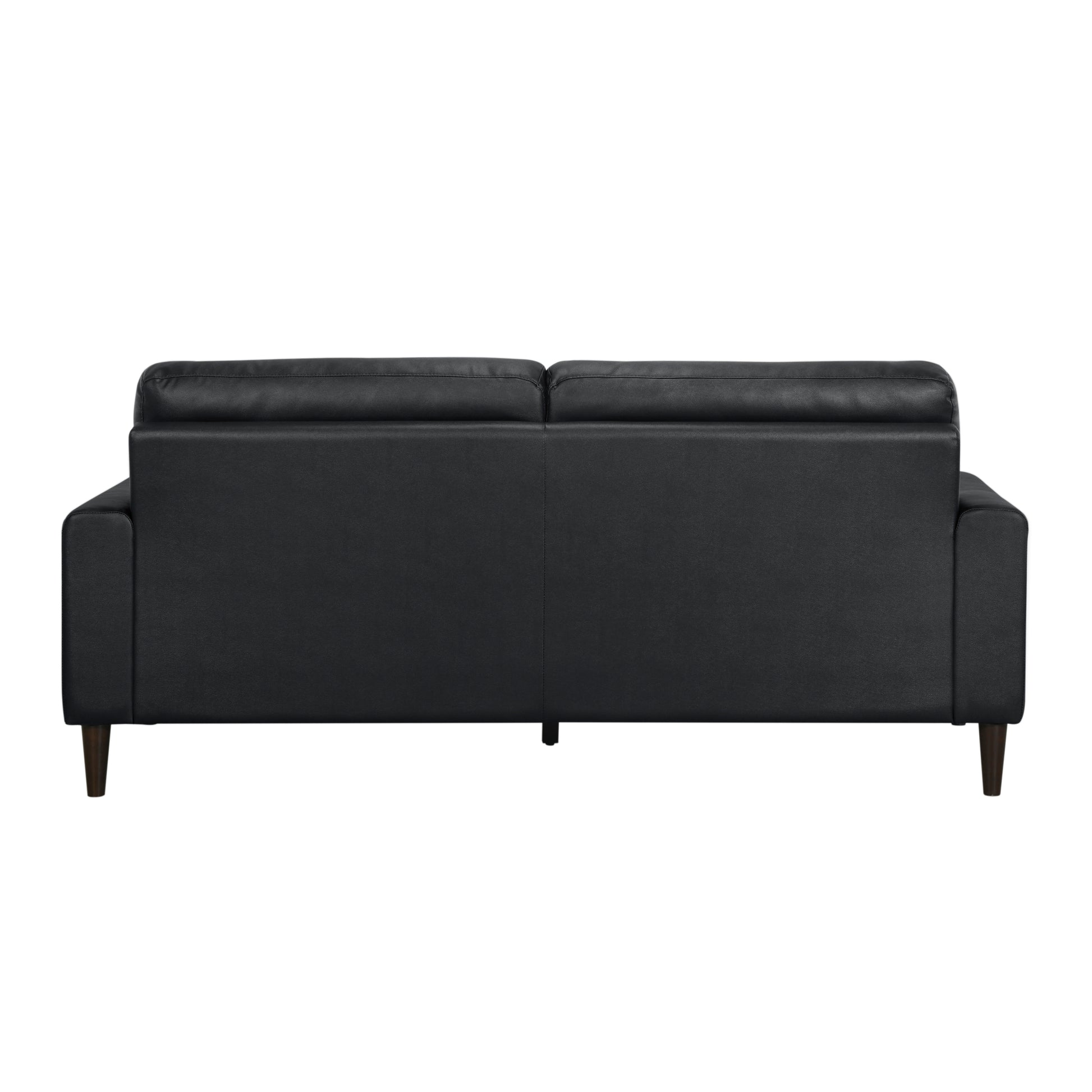Modern Living Room Furniture Black Top Grain Leather Sofa 1Pc Cushion Seat And Back Solid Wood Frame Black Genuine Leather Wood Primary Living Space Modern Solid Wood 2 Seat