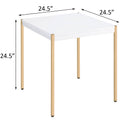 White And Gold Square End Table White Gold White Primary Living Space Modern Square Wood Metal