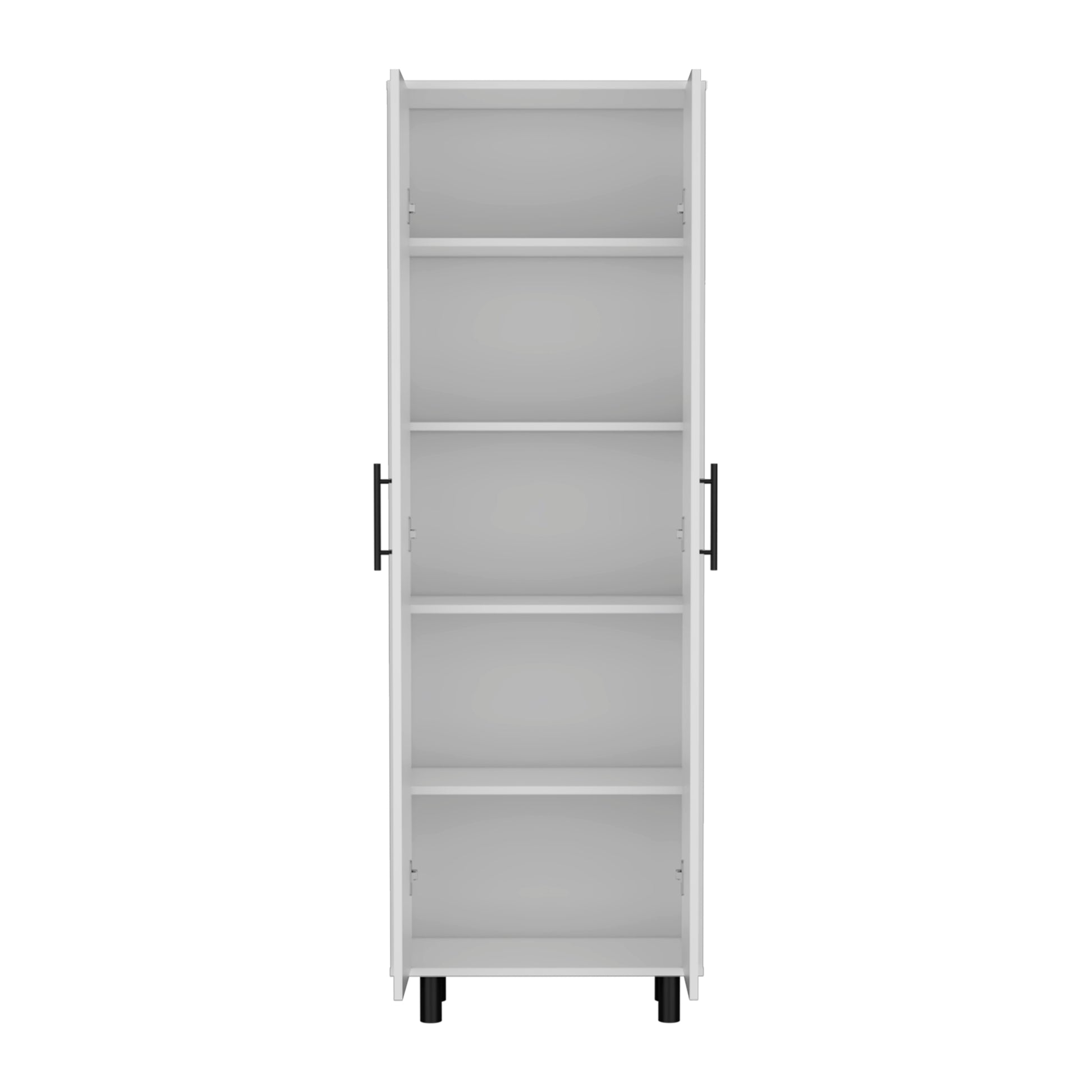 Multistorage Cabinet 71"H, Five Internal Shelves, Two Doors, White White Particle Board Particle Board