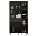 Della 90 Kitchen Pantry, One Drawer, Multiple Cabinets, Two Open Shelves Black Black Kitchen Modern Particle Board Particle Board