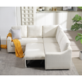 Arrived L Shaped Sofa With Pull Out Sofa Bed, Corner Sofa,Comfortable Living Room Furniture Set, Sleeper Sofa Bed,Corner Seat For Two With Broaching Sofa,Rivet Dechenille,Beige Beige Polyester Wood Primary Living Space Modern Polyester 5 Seat