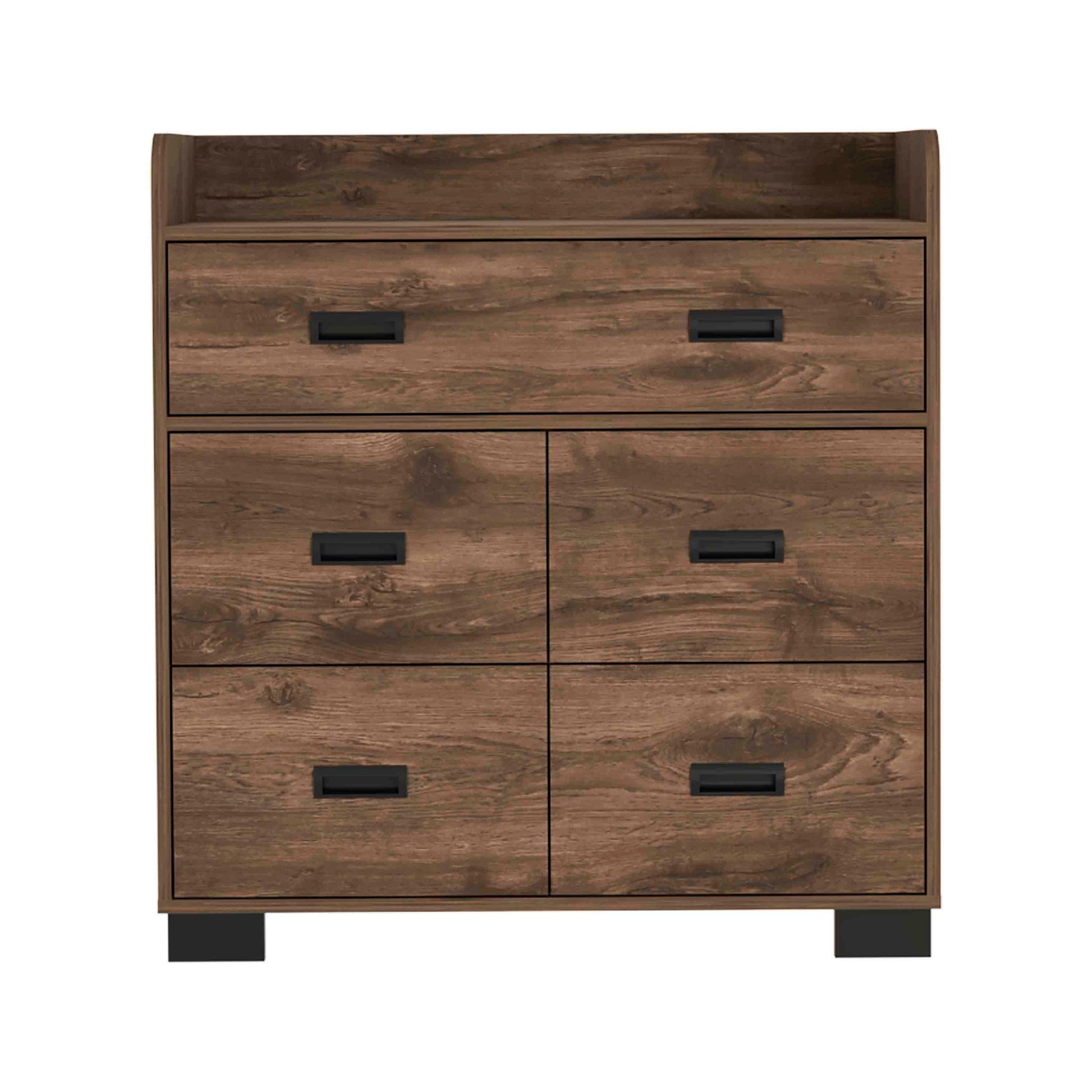 Alyn Dresser, Four Legs, Four Drawers, One Double Drawer, Superior Top Dark Brown Brown Bedroom Modern Particle Board Particle Board