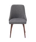 Oslo Modern Upholstery Side Dining Chair Set Of 2, Grey Solid Dark Gray Dining Room Powder Coated Foam Spot Clean Square Mid Century Modern,Minimalist Dining Chairs Set Of 2 Foam Fabric Metal