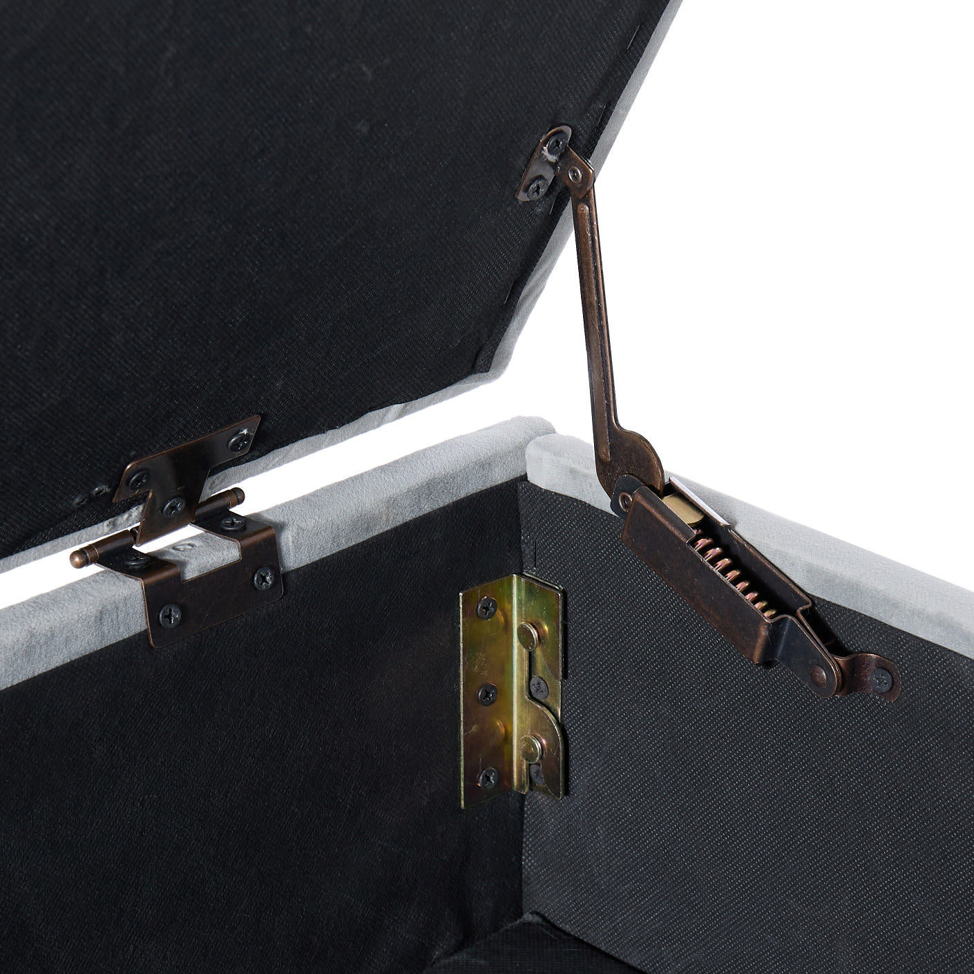 Fashion Light Grey Velvet Fabric Upholstered Large Storage Rectangular Bench For Entryway Bench,Bedroom End Of Bed Bench.Foot Of The Bed,Bench For Sofa For Living Room. Gold Feet Stainless Steel Gray Fabric