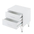White 2 Drawer Accent Table With Hairpin Legs White White Primary Living Space Modern Drawers Rectangular Wood Metal Hairpin