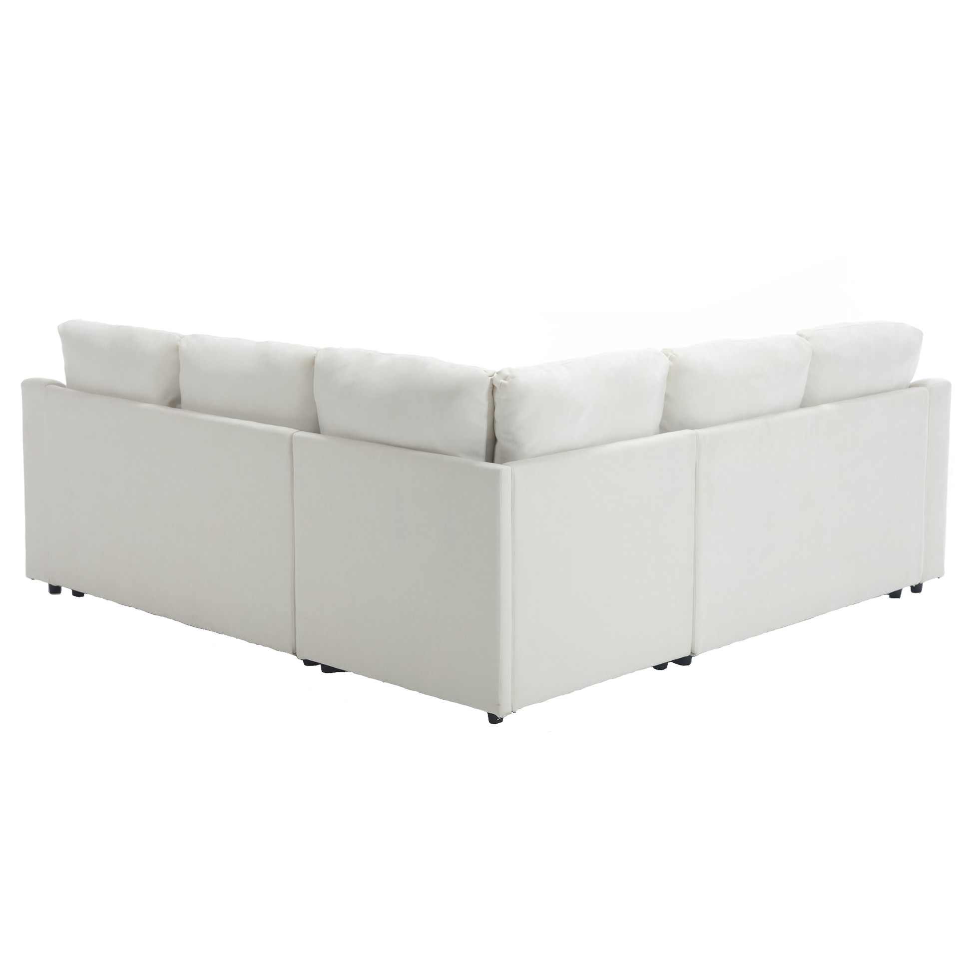 Arrived L Shaped Sofa With Pull Out Sofa Bed, Corner Sofa,Comfortable Living Room Furniture Set, Sleeper Sofa Bed,Corner Seat For Two With Broaching Sofa,Rivet Dechenille,Beige Beige Polyester Wood Primary Living Space Modern Polyester 5 Seat