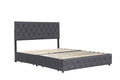 Queen Size Upholstered Platform Bed Frame With 4 Storage Drawers, Adjustable Linen Headboard, Wooden Slats Support, No Box Spring Needed, Easy Assembly,Grey Box Spring Not Required Queen Grey Wood Bedroom American Design Bed Frame Linen Linen