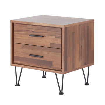 Walnut 2 Drawer Accent Table With Hairpin Legs Walnut Primary Living Space Contemporary Drawers Rectangular Wood Metal Hairpin