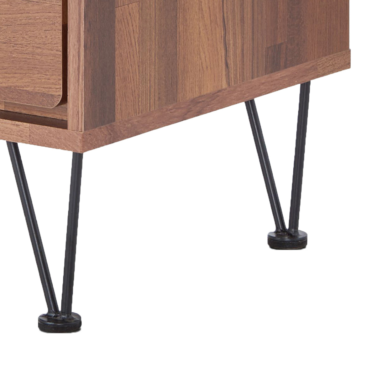 Walnut 2 Drawer Accent Table With Hairpin Legs Walnut Primary Living Space Contemporary Drawers Rectangular Wood Metal Hairpin