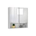 Mirror Medicine Cabinet, One Open Shelf, Three Interior Shelves, White White Particle Board Particle Board