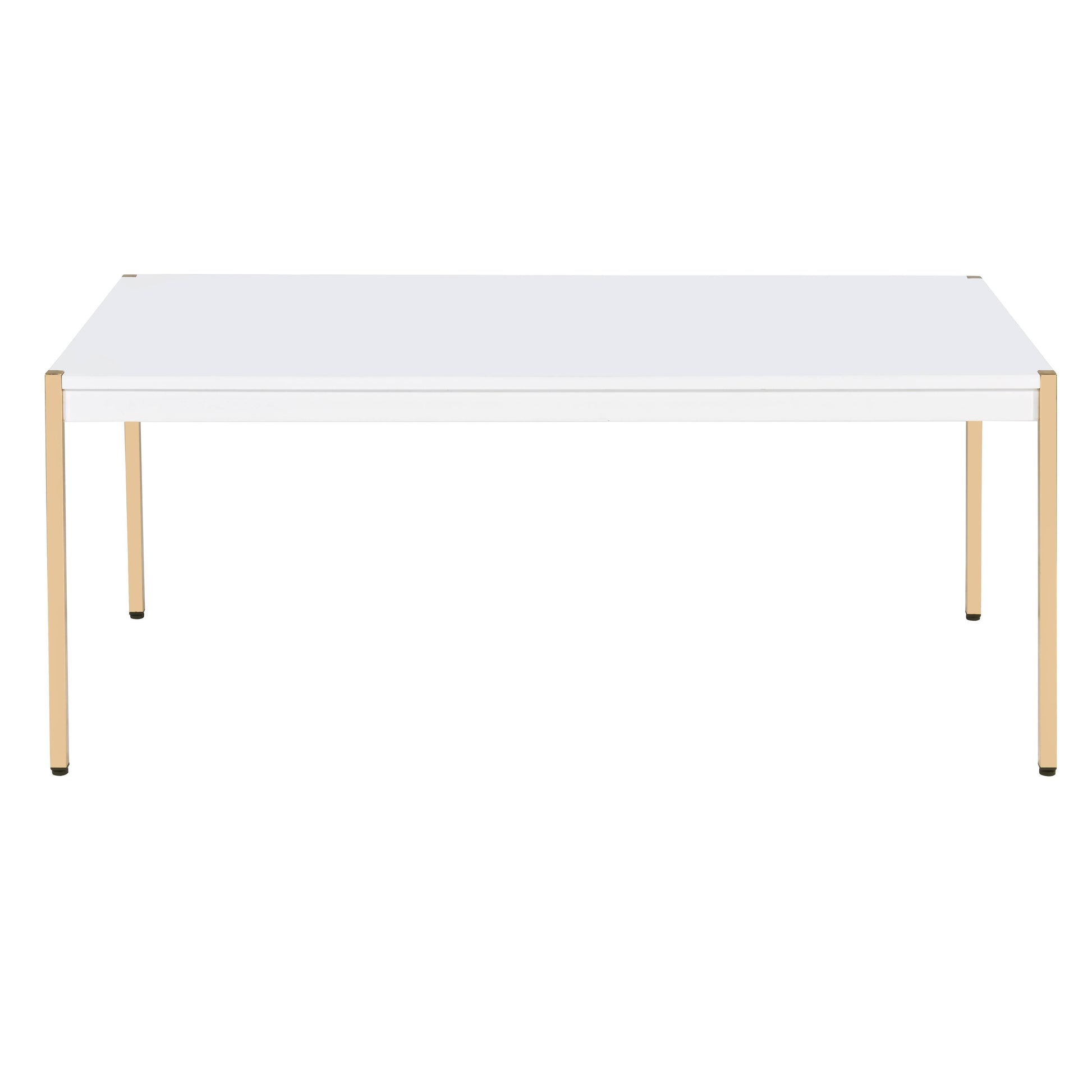 White And Gold Rectangle Coffee Table White Gold White Primary Living Space Modern Rectangular Wood Metal