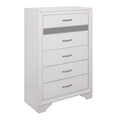 Glamorous White Finish 1Pc Chest Of Drawers Faux Crystals Pulls Silver Glitter Hidden Drawers Wooden Modern Bedroom Furniture White Bedroom Modern Wood